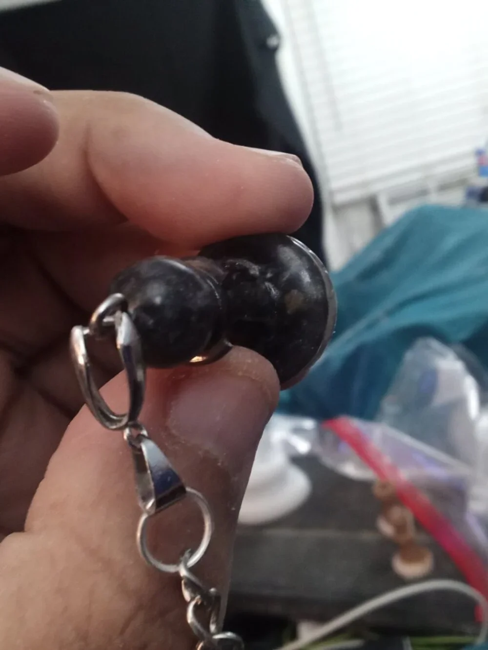 Handmade Black Resin Chess Pawn Keychain